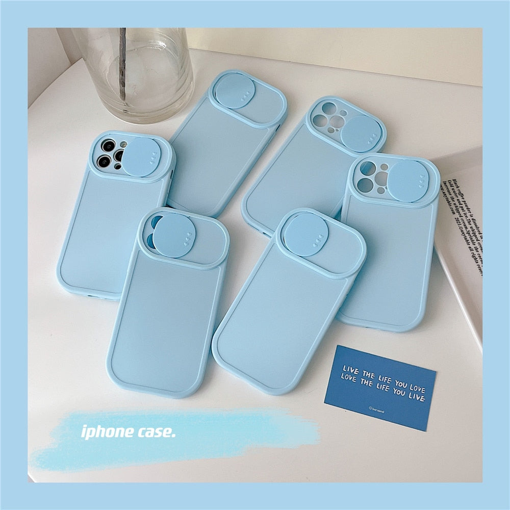 Anymob iPhone Case White Slide Camera Protection Push Window Shockproof Soft Silicone Cover-Mobile Phone Cases-PEROZ Accessories