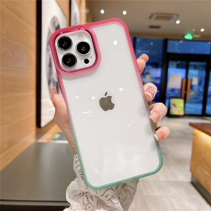 Anymob iPhone Case Orange Colorful Gradient Transparent Border Cover Acrylic Protective-Mobile Phone Cases-PEROZ Accessories