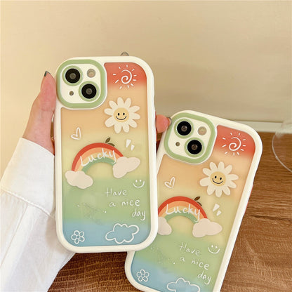 Anymob iPhone Yellow Smiley Acrylic Watercolor Phone Case Transparent Shockproof Cover-Mobile Phone Cases-PEROZ Accessories