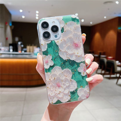 Anymob iPhone Case Purple and Blue Cute Oil Painting Flower Soft Silicon Back Cover Bumper-Mobile Phone Cases-PEROZ Accessories