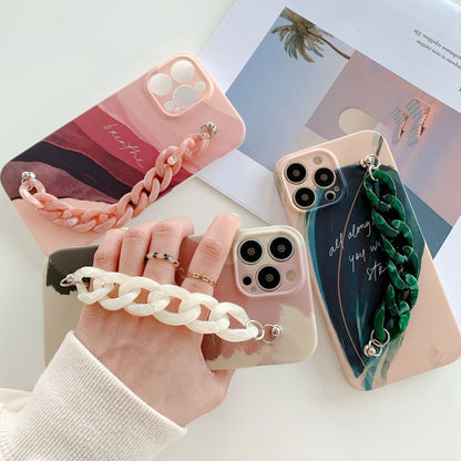 Anymob iPhone Pink Art Painting Marble Bracelet Phone Case Shockproof Soft Silicone Cover-Mobile Phone Cases-PEROZ Accessories