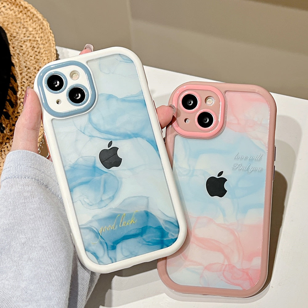 Anymob iPhone Yellow Smiley Acrylic Watercolor Phone Case Transparent Shockproof Cover-Mobile Phone Cases-PEROZ Accessories