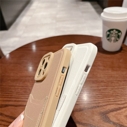 Anymob iPhone Case White Crossbody Necklace Strap Lanyard with Card Holder Silicone Cover-Mobile Phone Cases-PEROZ Accessories