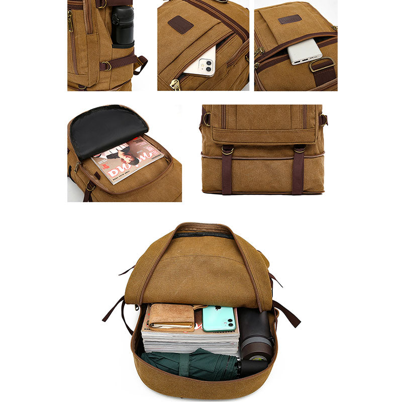 Anypack Backpack Gray Black Travel Mountaineering Multi Functional Wear Resistant And Durable Backpack Extra Large Canvas Bag 60 Liters-Backpacks-PEROZ Accessories