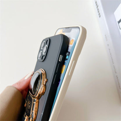 Anymob iPhone Case Mint Green Foldable Cartoon Astronaut Stand Soft Silicone Case Cover-Mobile Phone Cases-PEROZ Accessories