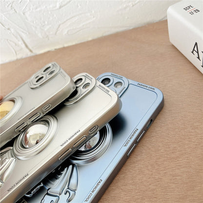 Anymob iPhone Case Space Blue Chromed Astronaut Foldable Holder Phone Cover-Mobile Phone Cases-PEROZ Accessories