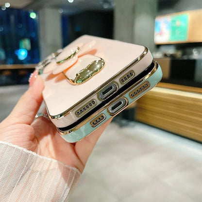 Anymob iPhone Case Shockproof Green Plating Silicone Case Flower Rotating Windmill Bracket Cover-Mobile Phone Cases-PEROZ Accessories