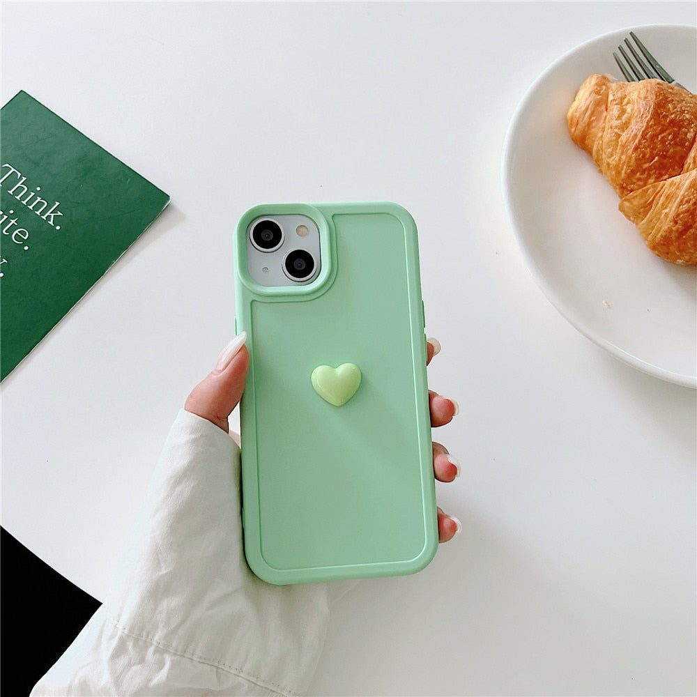 Anymob iPhone Case Tea Green Colorful Love Heart Candy Color Soft Silicone Shockproof Back Cover Bumper-Mobile Phone Cases-PEROZ Accessories