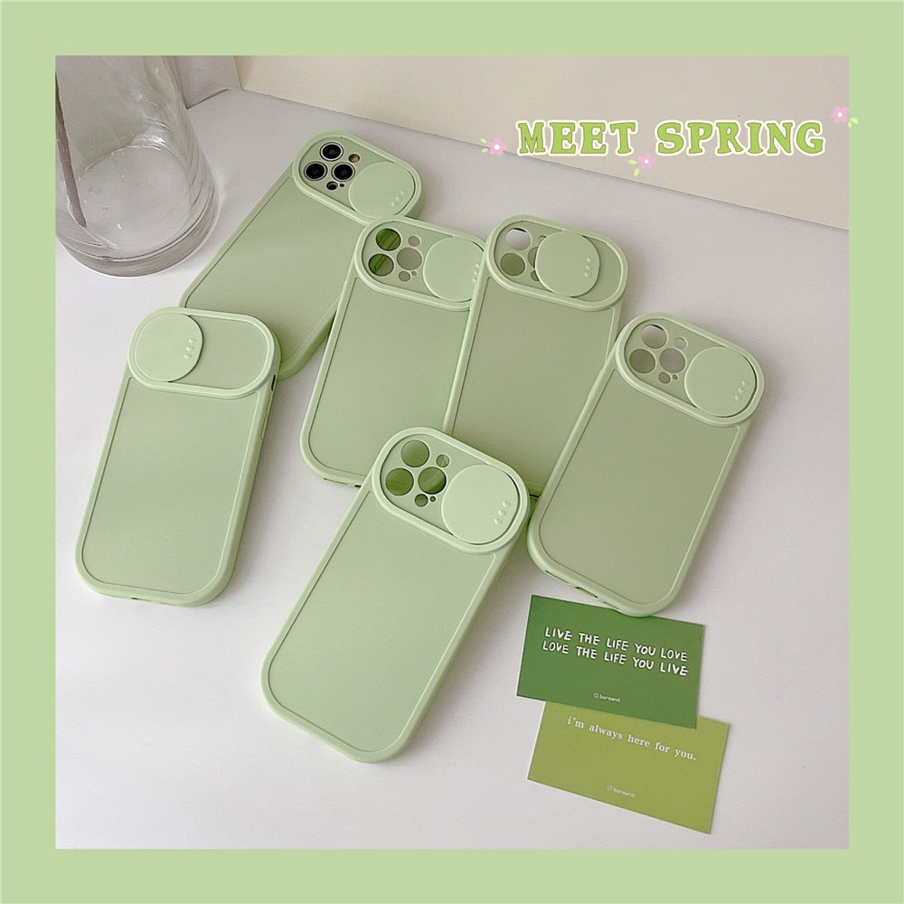 Anymob iPhone Case White Slide Camera Protection Push Window Shockproof Soft Silicone Cover-Mobile Phone Cases-PEROZ Accessories