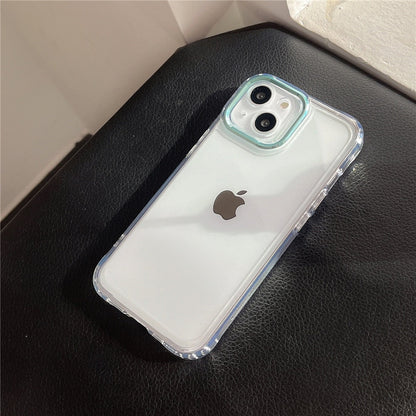Anymob iPhone Case Light Blue Plating Camera Lens Protect Clear Hard Shockproof Transparent Soft Back Cover-Mobile Phone Cases-PEROZ Accessories