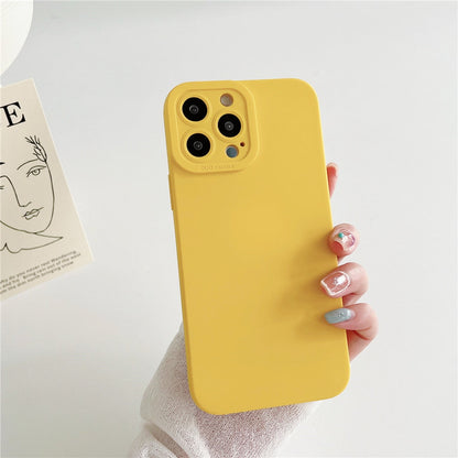 Anymob iPhone Case Yellow Luxury Soft Liquid Silicone Lens Protection Shockproof Bumper Back Cover-Mobile Phone Cases-PEROZ Accessories