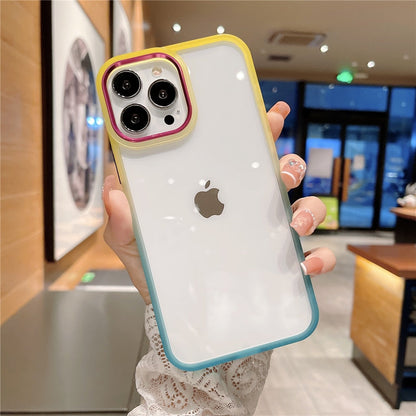 Anymob iPhone Case Orange Colorful Gradient Transparent Border Cover Acrylic Protective-Mobile Phone Cases-PEROZ Accessories