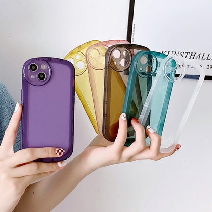 Anymob iPhone Case Blue Round Camera Protection Clear Soft Silicone Shockproof Bumper Cover-Mobile Phone Cases-PEROZ Accessories