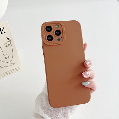 Anymob iPhone Case Brown Luxury Soft Liquid Silicone Lens Protection Shockproof Bumper Back Cover-Mobile Phone Cases-PEROZ Accessories