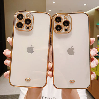 Anymob iPhone Case White Luxury Plating Square Frame Silicon Transparent Cover-Mobile Phone Cases-PEROZ Accessories