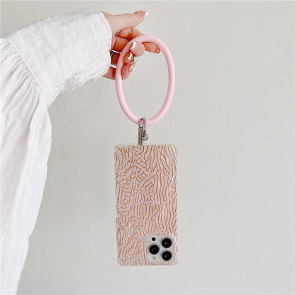 Anymob iPhone Case Orange Square Marble Shell Pattern WristBand Shockproof Soft Silicon Bracelet Cover-Mobile Phone Cases-PEROZ Accessories