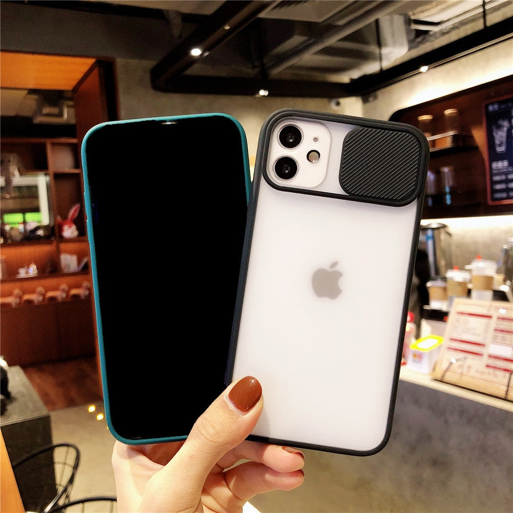 Anymob iPhone Case Purple Transparent Matte Slide Push Pull Window Camera Protection Cover-Mobile Phone Cases-PEROZ Accessories