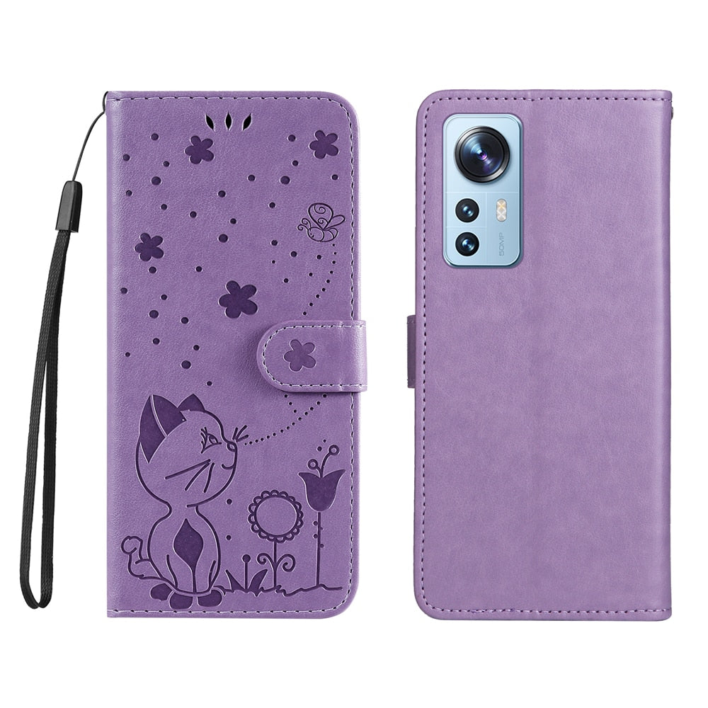 Anymob Xiaomi Redmi and Poco Case Green 3D Cat Embossed PU Leather Leather Phone Flip Cover-Mobile Phone Cases-PEROZ Accessories