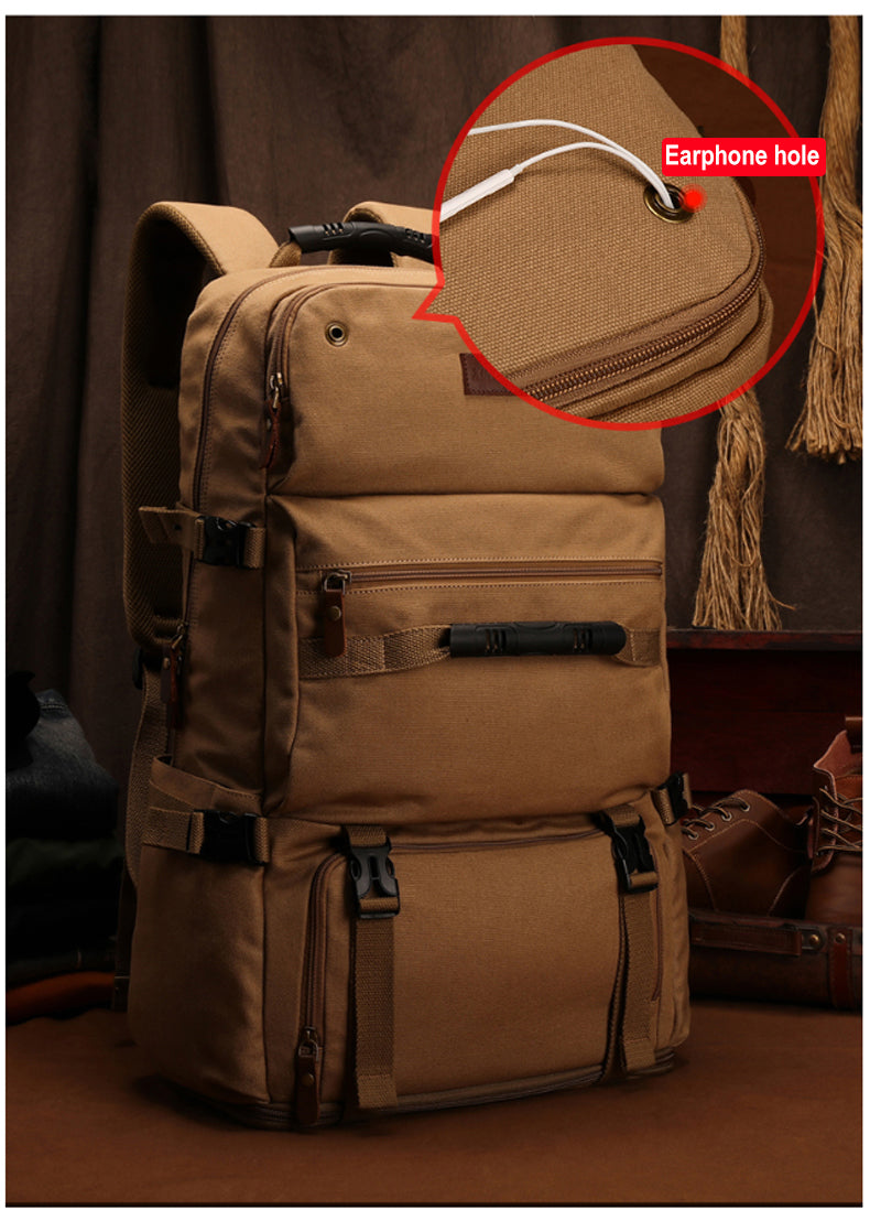 Anypack Backpack Khaki Outdoor Sports Bag Military Tactical Backpack Hiking Camping Waterproof Wear-Resisting Nylon Rucksack 50L Capacity-Backpacks-PEROZ Accessories
