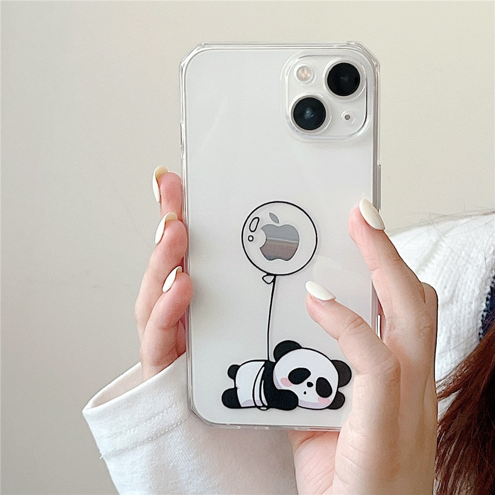 Anymob iPhone Balloon Panda Cartoon Transparent Phone Case Silicone Cover-Mobile Phone Cases-PEROZ Accessories