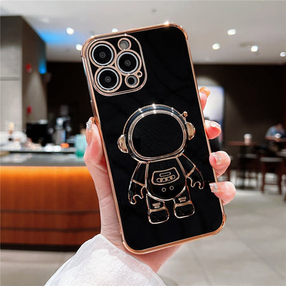 Anymob iPhone Case Black Astronaut Folding Stand Shockproof Bumper Soft Silicone Cover-Mobile Phone Cases-PEROZ Accessories