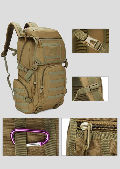 Anypack Backpack Khaki Camping Hiking Daypack Army Rucksack Outdoor Fishing Sport Hunting Climbing Waterproof Bag 50L-Backpacks-PEROZ Accessories