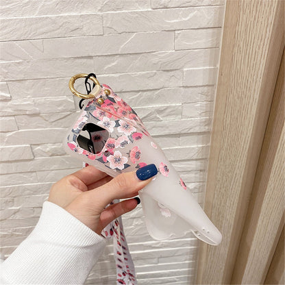 Anymob Samsung Falling Cherry Flowers Soft Silicone Case Neck Lanyard Wristband Holder Cover-Mobile Phone Cases-PEROZ Accessories