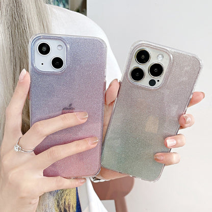Anymob iPhone Green Gradient Rainbow Clear Phone Case Shiny Glitter Transparent Soft Silicone Cover-Mobile Phone Cases-PEROZ Accessories