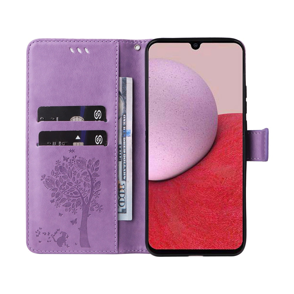 Anymob Samsung Case Red Butterfly Luxury Wallet Phone Flip Leather Cover With Card Slot Protection-Mobile Phone Cases-PEROZ Accessories