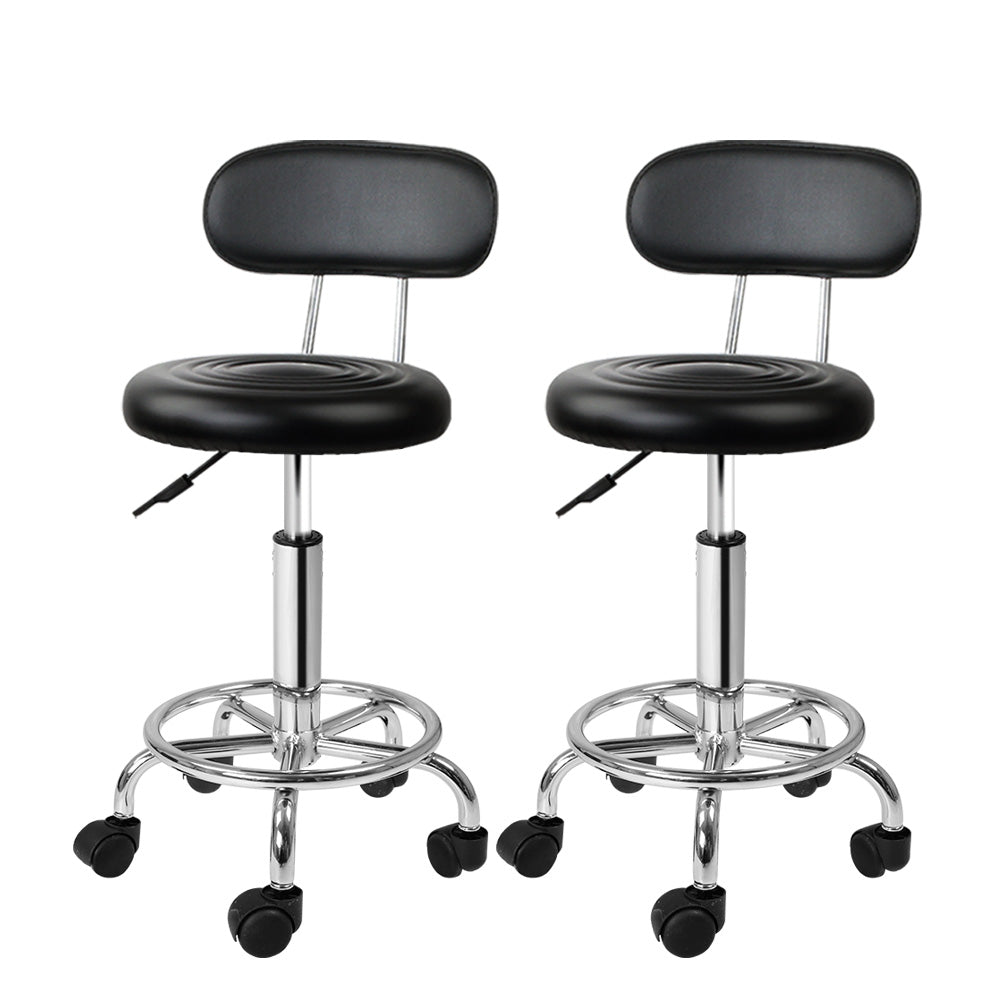Artiss 2X Salon Stool Swivel Backrest Chair Barber Hairdressing Hydraulic Height-Furniture &gt; Bar Stools &amp; Chairs - Peroz Australia - Image - 2