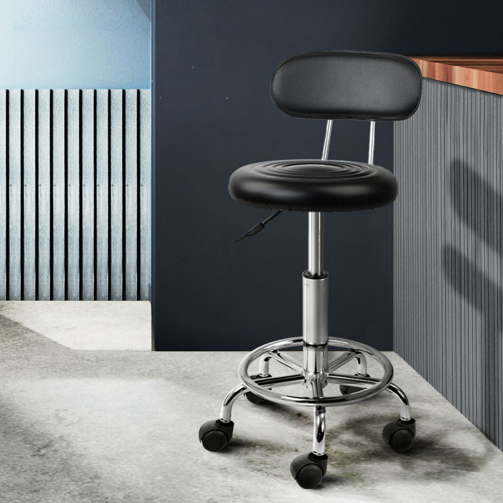 Artiss 2X Salon Stool Swivel Backrest Chair Barber Hairdressing Hydraulic Height-Furniture &gt; Bar Stools &amp; Chairs - Peroz Australia - Image - 1