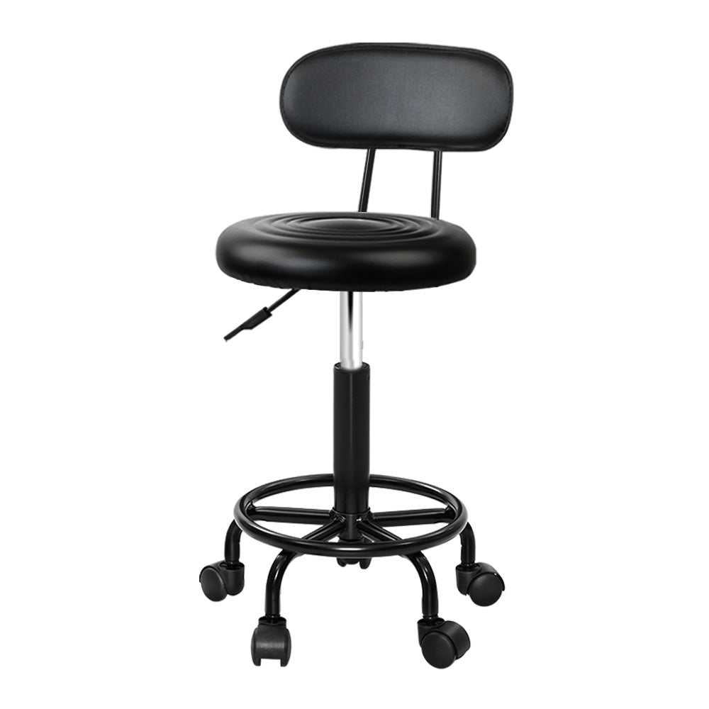 Artiss Salon Stool Swivel Chairs with Back Barber Beauty Hydralic Lift-Furniture &gt; Bar Stools &amp; Chairs - Peroz Australia - Image - 2