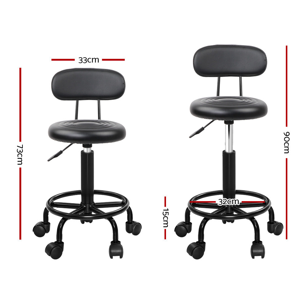 Artiss Salon Stool Swivel Chairs with Back Barber Beauty Hydralic Lift-Furniture &gt; Bar Stools &amp; Chairs - Peroz Australia - Image - 3