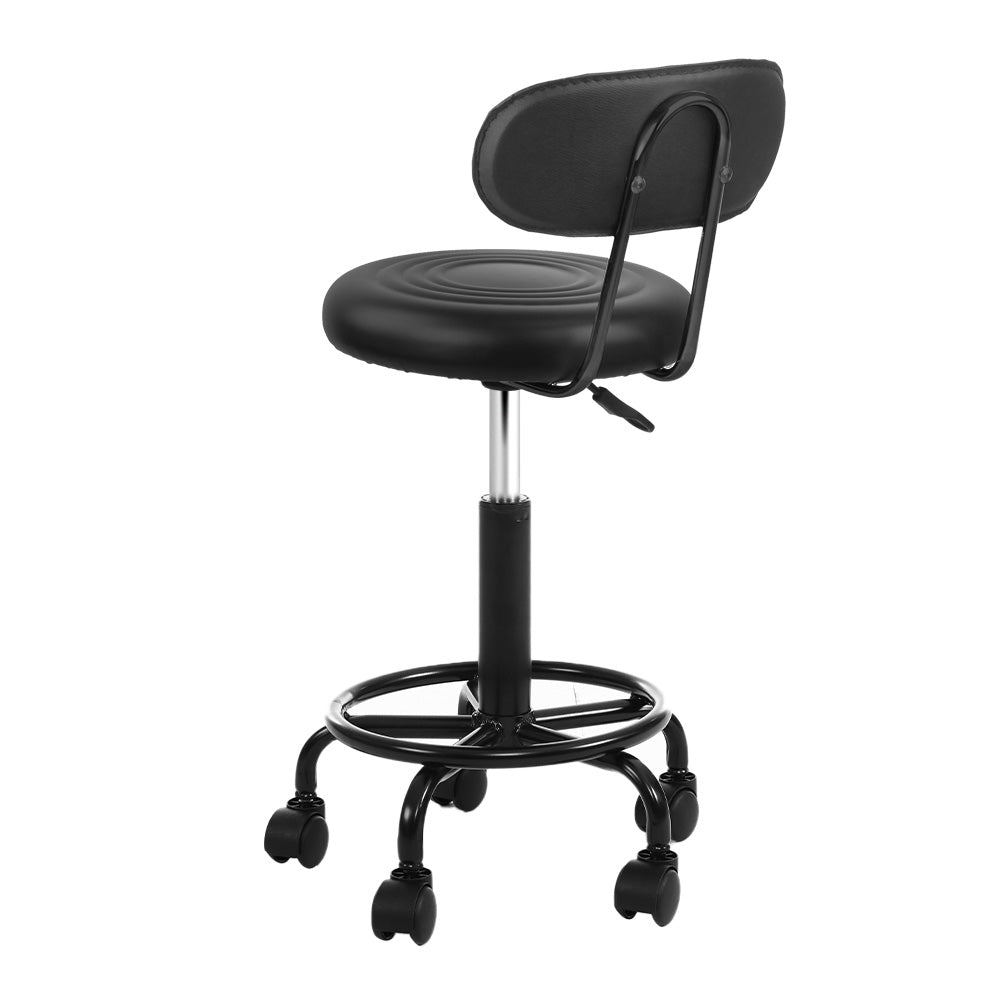 Artiss Salon Stool Swivel Chairs with Back Barber Beauty Hydralic Lift-Furniture &gt; Bar Stools &amp; Chairs - Peroz Australia - Image - 4