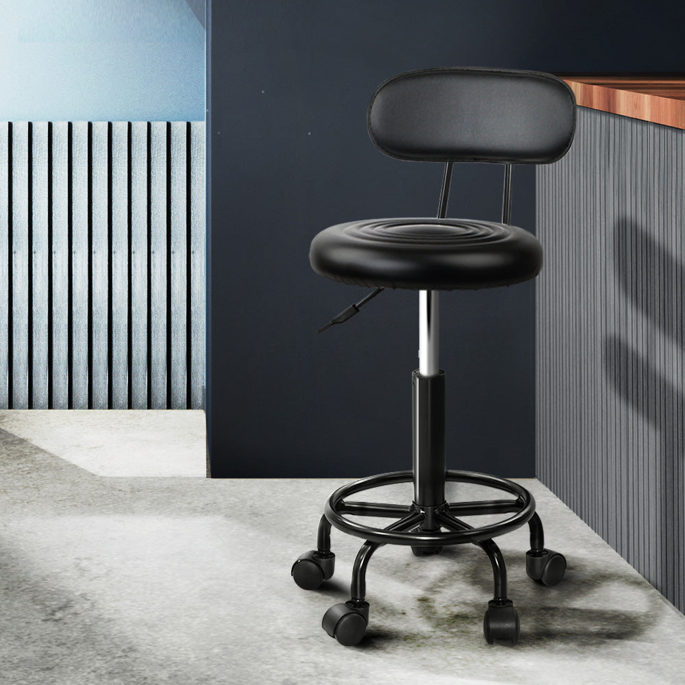 Artiss Salon Stool Swivel Chairs with Back Barber Beauty Hydralic Lift-Furniture &gt; Bar Stools &amp; Chairs - Peroz Australia - Image - 1
