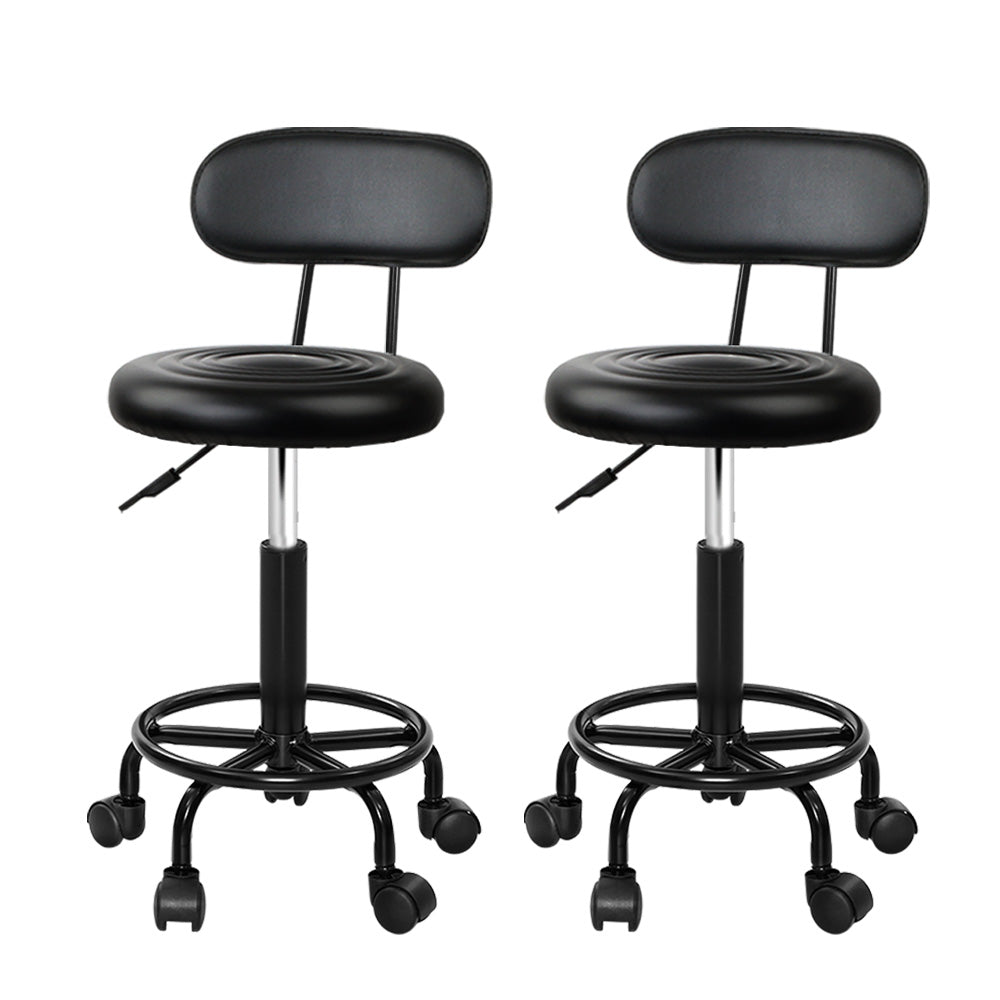Artiss 2X Salon Stool Swivel Backrest Chair Barber Hairdressing Hydraulic Lift-Furniture &gt; Bar Stools &amp; Chairs - Peroz Australia - Image - 2