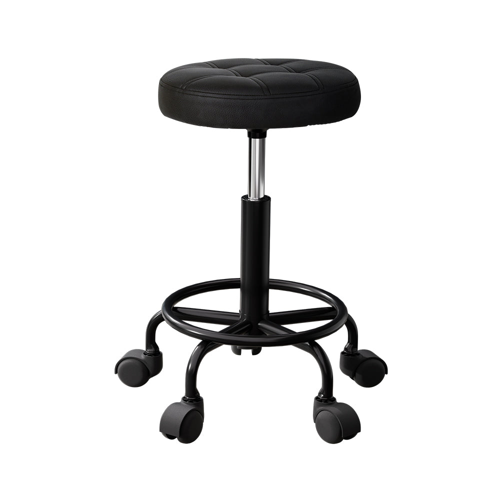 Artiss Salon Stool Swivel Height Adjustable Round Barber Spa Chair Black-Furniture &gt; Bar Stools &amp; Chairs-PEROZ Accessories