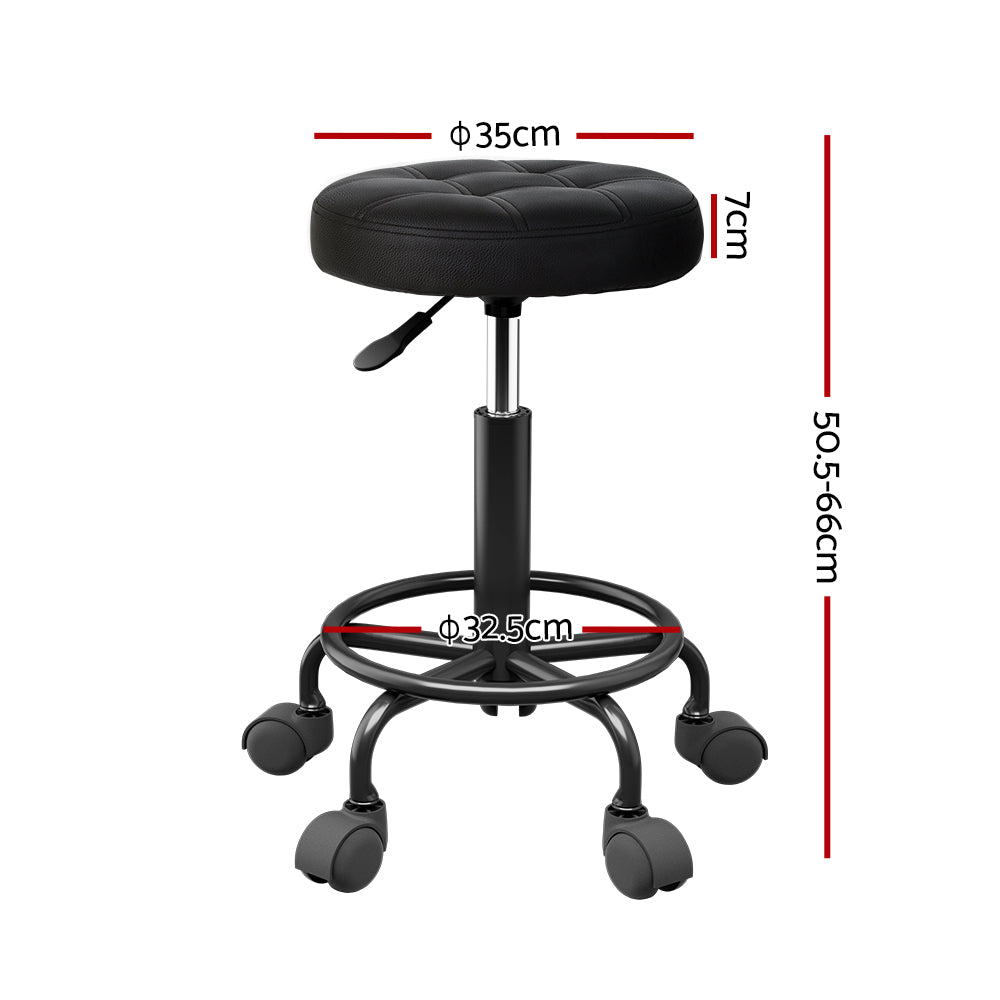 Artiss Salon Stool Swivel Height Adjustable Round Barber Spa Chair Black-Furniture &gt; Bar Stools &amp; Chairs-PEROZ Accessories