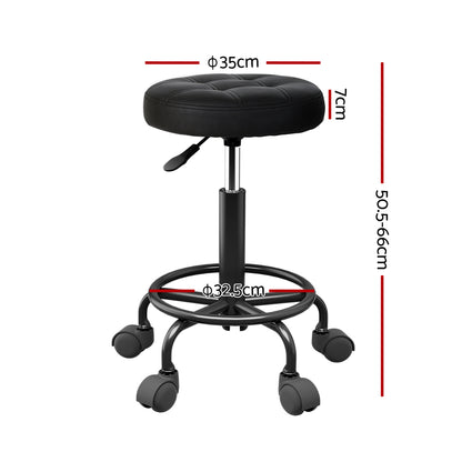 Artiss Salon Stool Swivel Height Adjustable Round Barber Spa Chair Black-Furniture &gt; Bar Stools &amp; Chairs-PEROZ Accessories