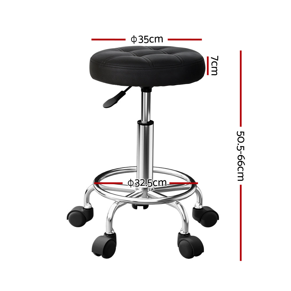 Artiss Salon Stool Swivel Height Adjustable Round Barber Spa Chair PU Black-Furniture &gt; Bar Stools &amp; Chairs-PEROZ Accessories