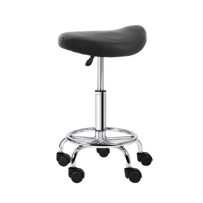 Artiss Saddle Salon Stool Black PU Swivel Barber Hair Dress Chair Hydraulic Lift-Furniture &gt; Bar Stools &amp; Chairs - Peroz Australia - Image - 4