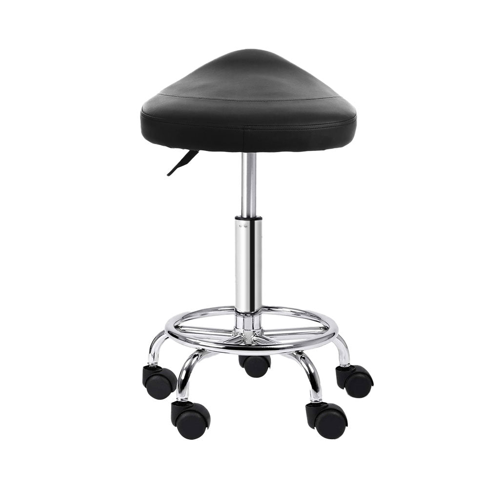 Artiss Saddle Salon Stool Black PU Swivel Barber Hair Dress Chair Hydraulic Lift-Furniture &gt; Bar Stools &amp; Chairs - Peroz Australia - Image - 5