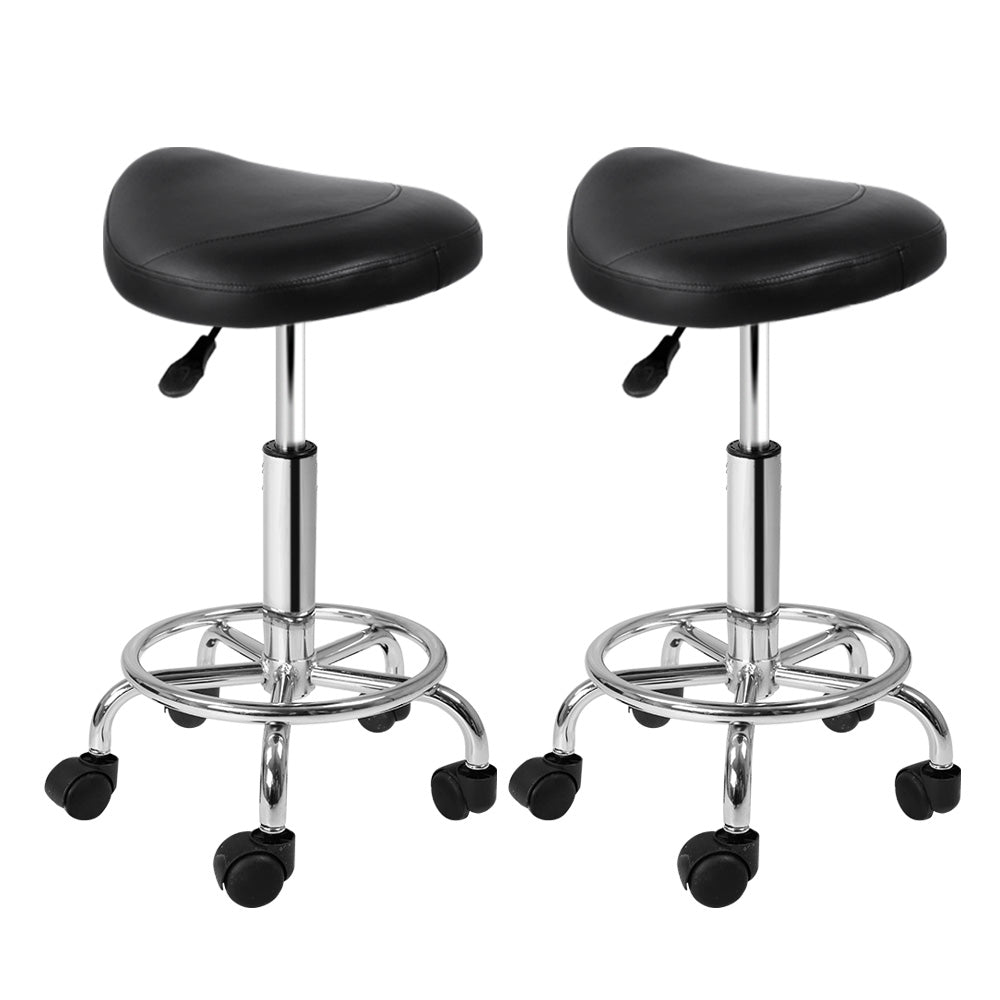 Artiss 2X Saddle Salon Stool Swivel Barber Hair Dress Chair Hydraulic Lift Black-Furniture &gt; Bar Stools &amp; Chairs - Peroz Australia - Image - 2