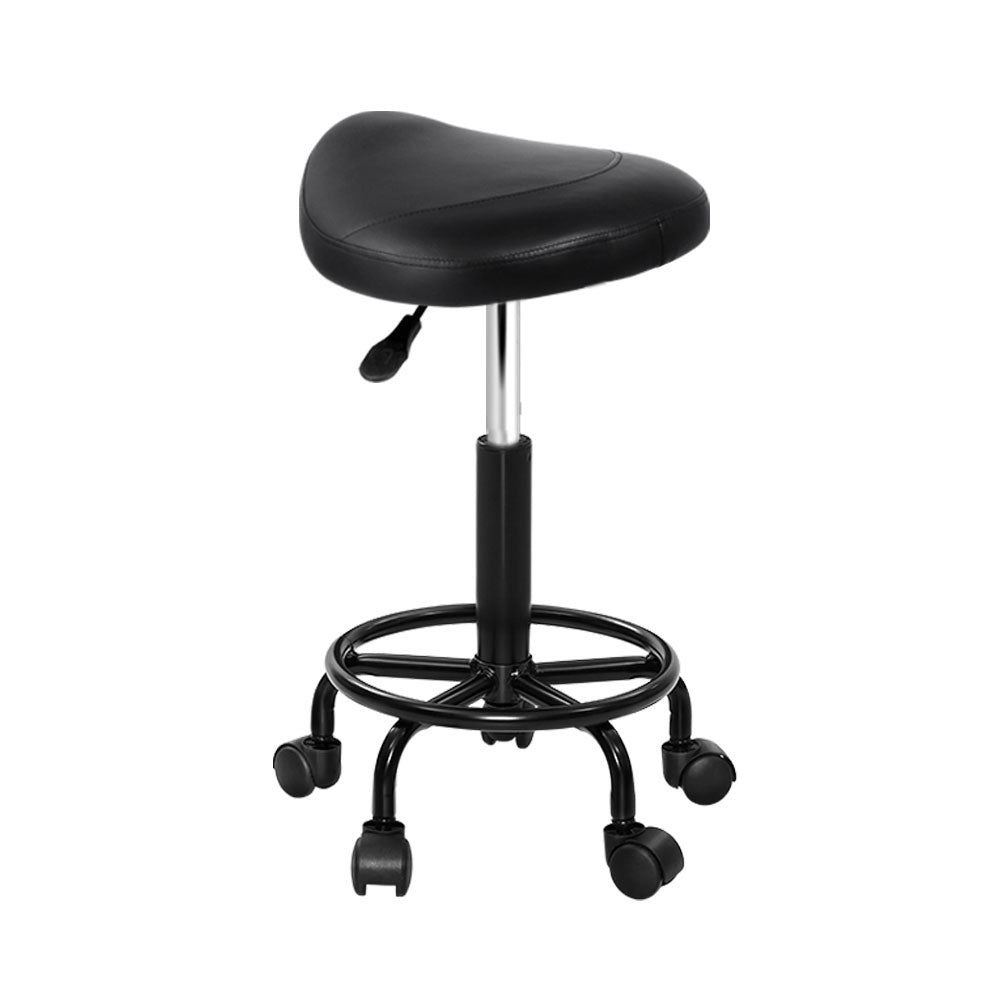 Artiss Saddle Stool Salon Chair Black Swivel Beauty Barber Hairdressing Gas Lift-Furniture &gt; Bar Stools &amp; Chairs - Peroz Australia - Image - 2