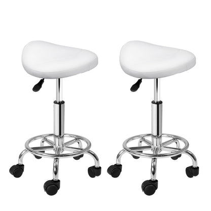 Artiss 2X Saddle Salon Stool Swivel Barber Hair Dress Chair Hydraulic Lift White-Furniture &gt; Bar Stools &amp; Chairs - Peroz Australia - Image - 2