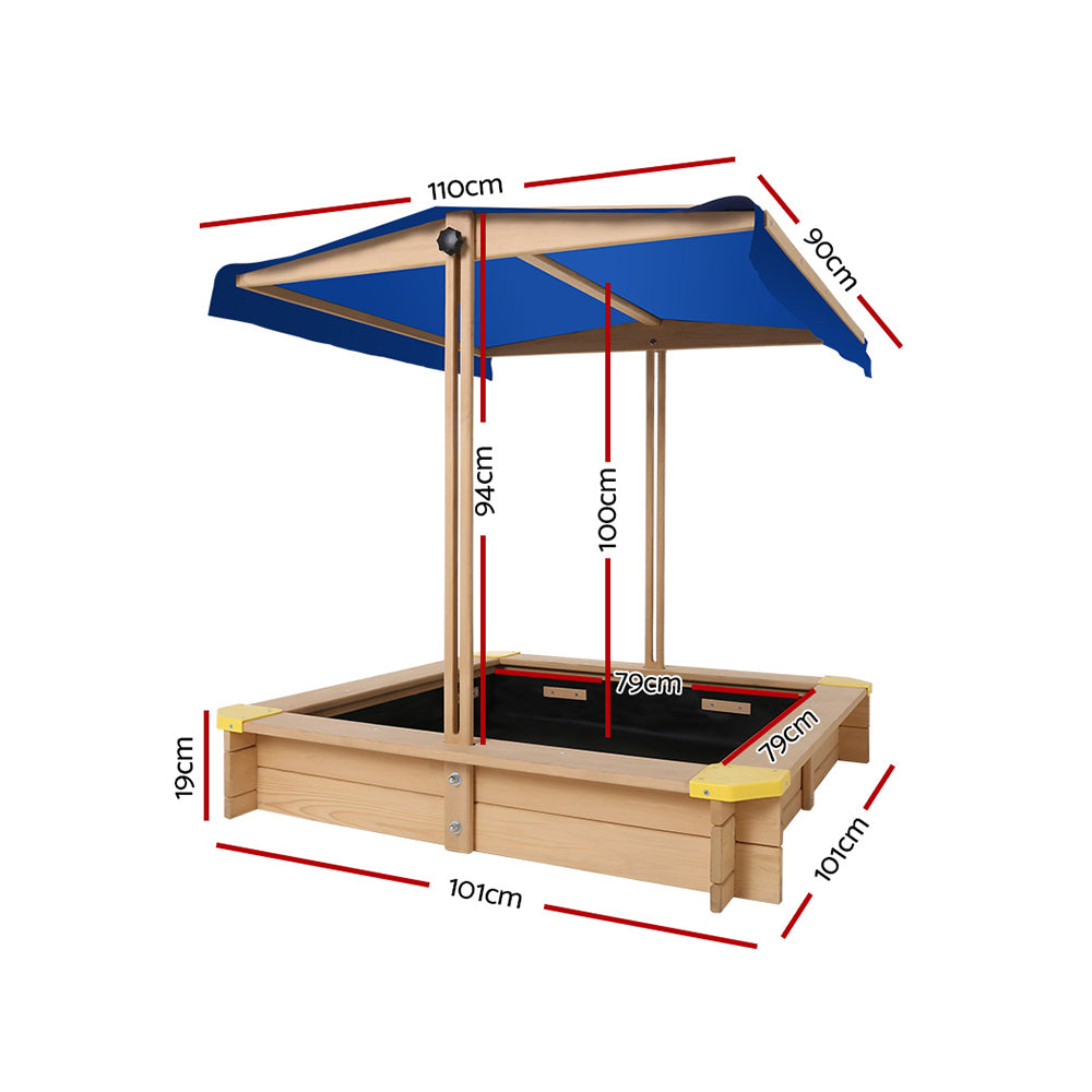 Keezi Wooden Outdoor Sand Box Set Sand Pit- Natural Wood-Baby &amp; Kids &gt; Toys-PEROZ Accessories