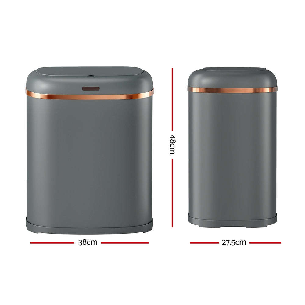 Devanti 38L Motion Sensor Bin Rubbish Automatic Grey-Home &amp; Garden &gt; Kitchen Bins-PEROZ Accessories