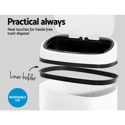 Devanti 58L Motion Sensor Bin Rubbish Automatic White-Home &amp; Garden &gt; Kitchen Bins-PEROZ Accessories