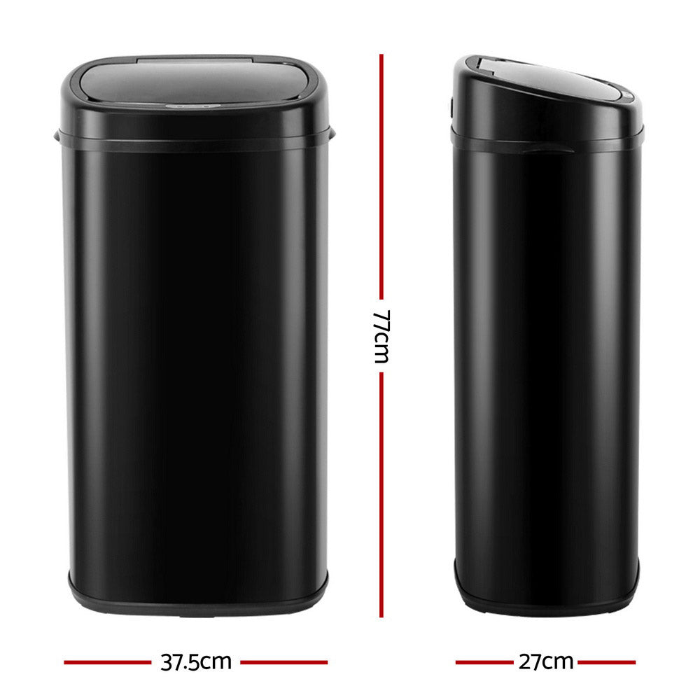 Devanti 68L Motion Sensor Bin Rubbish Automatic Black-Home &amp; Garden &gt; Kitchen Bins-PEROZ Accessories