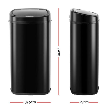 Devanti 68L Motion Sensor Bin Rubbish Automatic Black-Home &amp; Garden &gt; Kitchen Bins-PEROZ Accessories